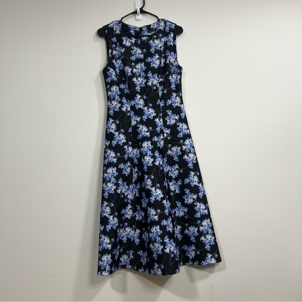 TOMMY‎ HILFIGER Floral Sleeveless Dress - Black and Blue Zip Back Fit & Flaire - Picture 6 of 6